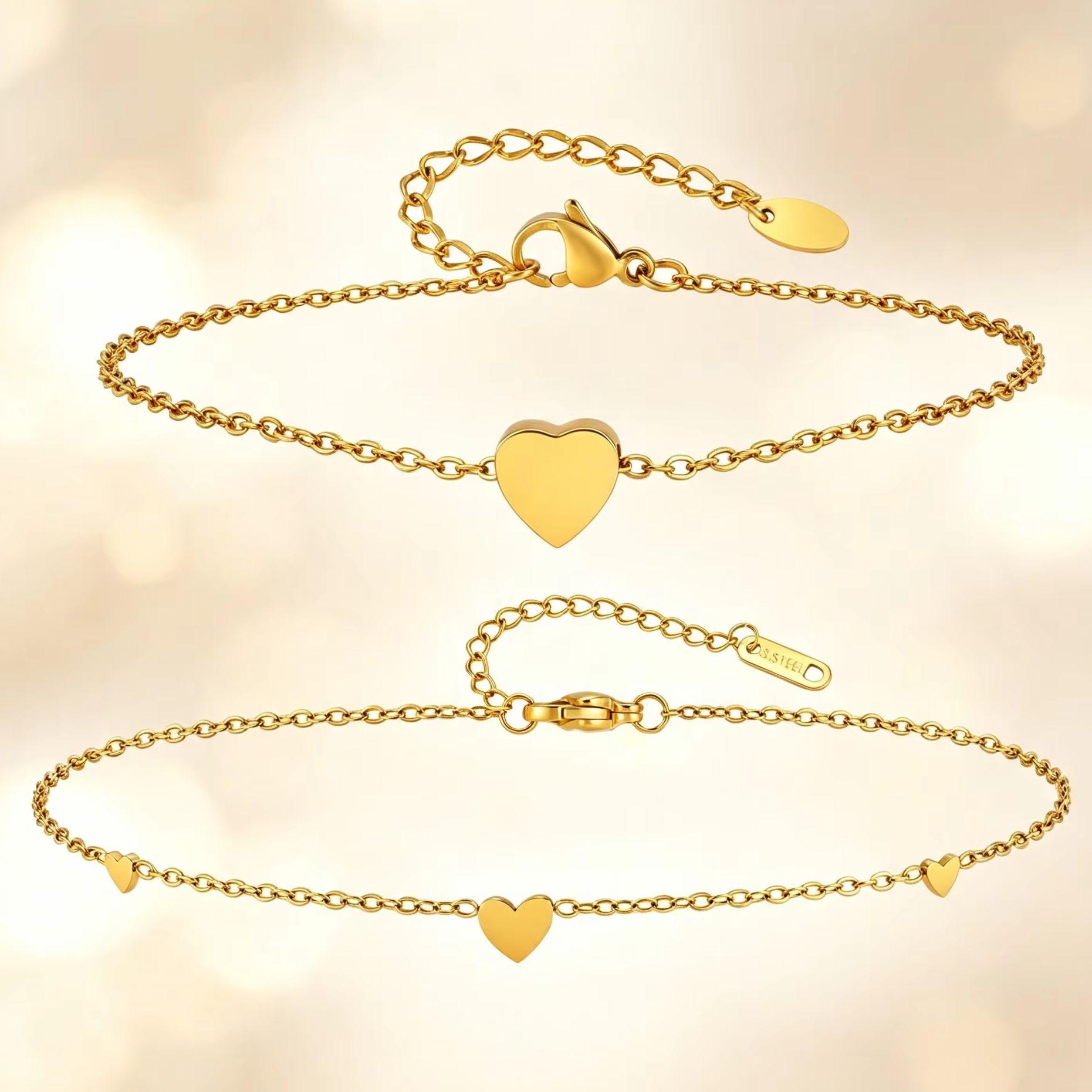 2Pcs Heart Charm Ankle Bracele - đánh giá và giá Jc Jewelry & Watches Photos
