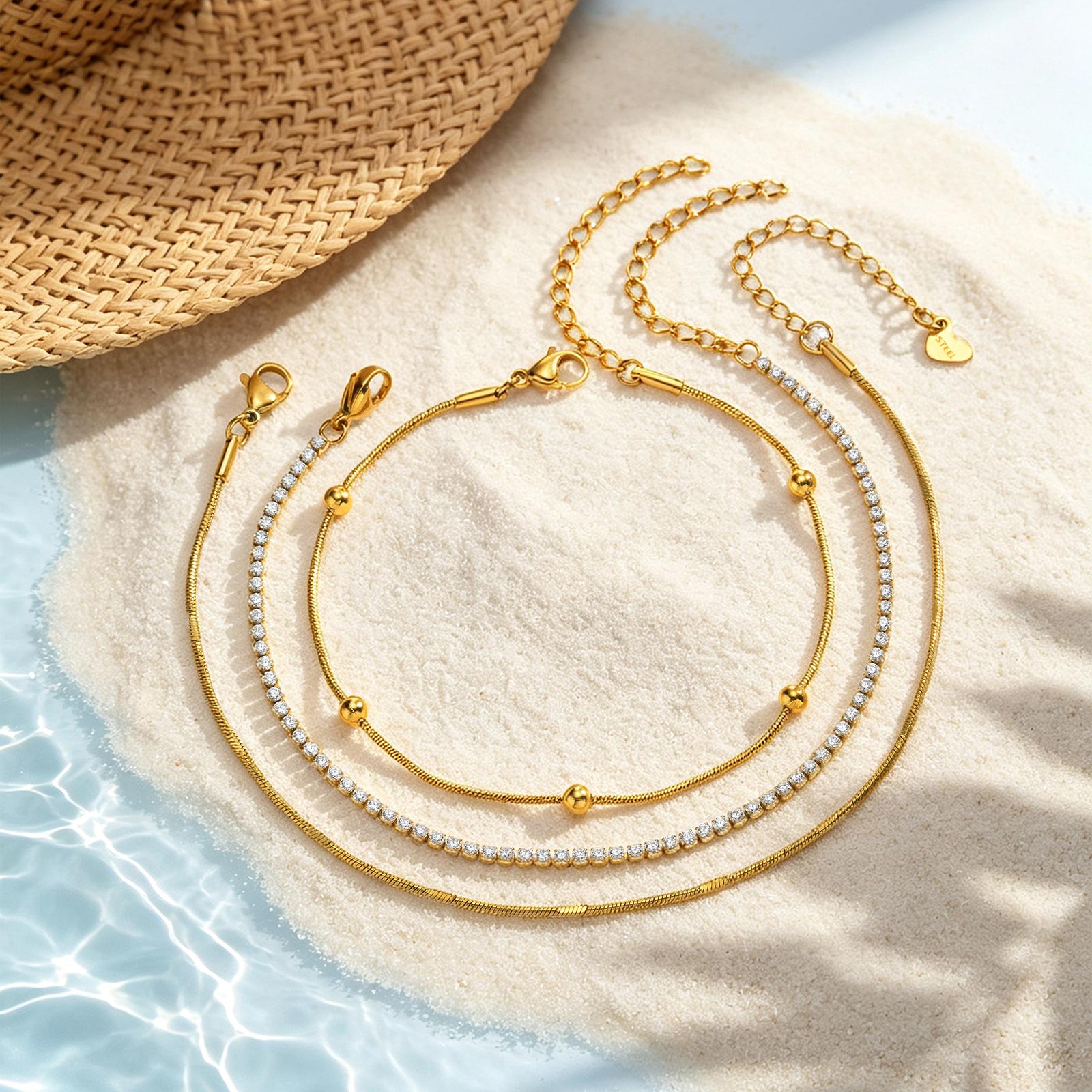 3Pcs Set Anklet Snake Chain An - đánh giá và giá Jc Jewelry & Watches Photos